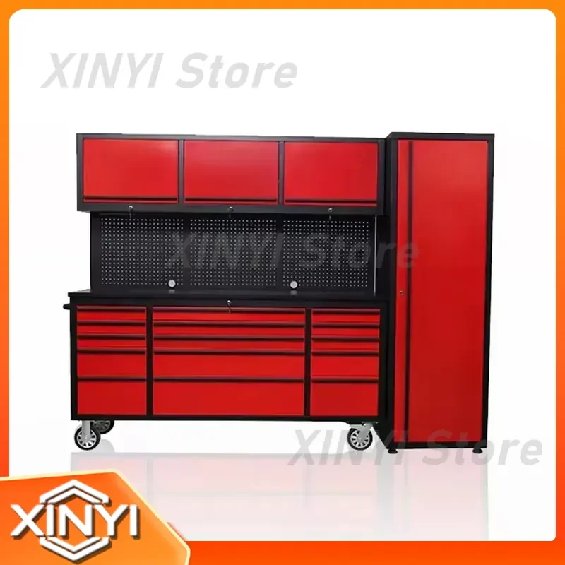 Luxury 72inch Cool-To-Touch 430 Stainless Steel Tool Cabinet with Antibacterial Workbench and Storage for Workshop Auto