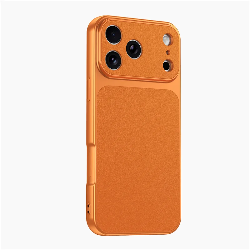 

Lambskin Leather Phone Case for iPhone 17 16 Pro Max Air 15 14 13 12 Plus Shockproof Electroplated Metal Frame Protective Cover