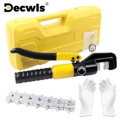 4/6/10/16/25/35/50/70mm² Hydraulic Clamp Pressure 10 T Home Hydraulic Crimping Tool DIY Cable Wiring Crimping Plier with Gloves
