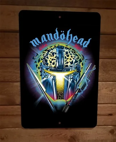 Letrero Metálico de Pared con Parodia de Mandohead Over Blast Star Motor Wars