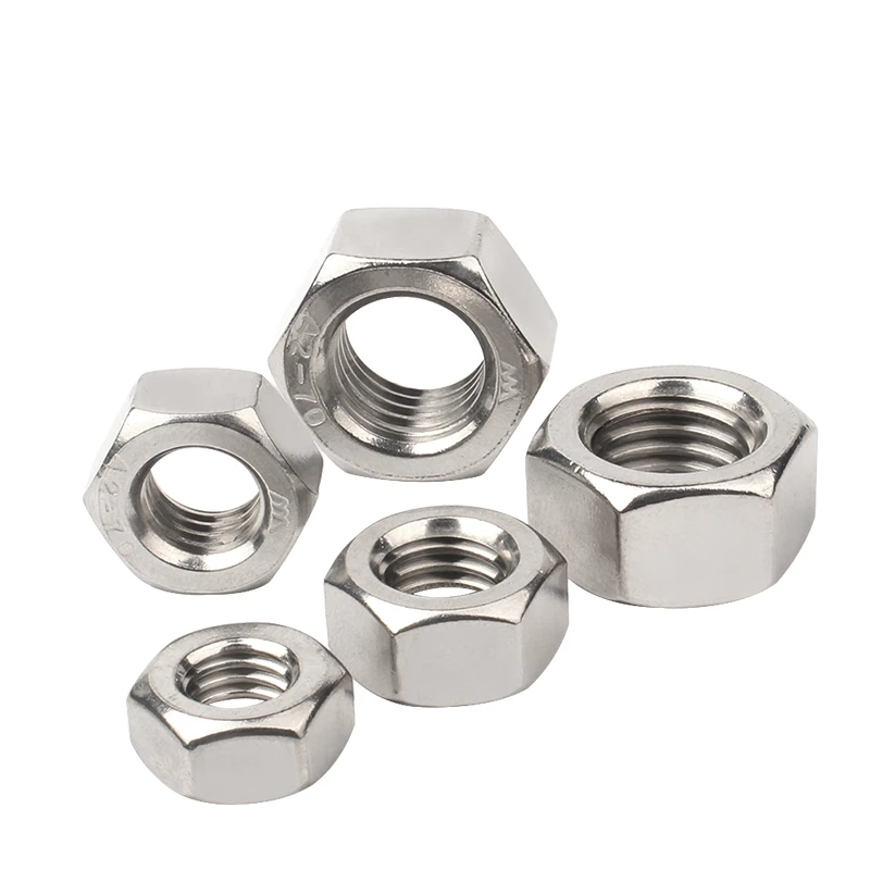 DIN934 Hex nut 304 stainless steel Thread M1 M1.2 M1.4 M1.6 M2 M2.5 M3 M4 M5 M6 M8 M10 Hexagon Nut Hex Nuts