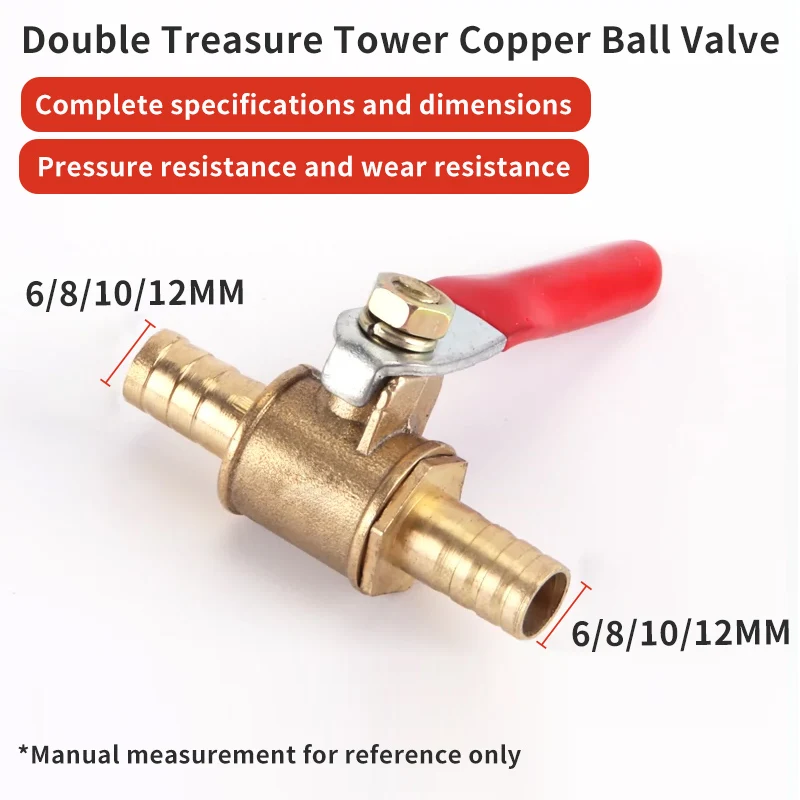 

Маленький клапан с красной ручкой 6 мм 8 мм 10 мм 12 мм, штуцер для шланга, встроенный латунный запорный шаровой клапан для воды, масла, воздуха, газа, топливных линий, фитинги для труб