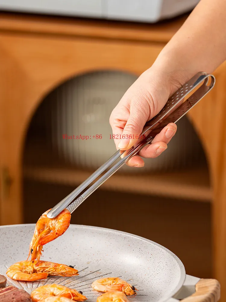Long Handle 316L Stainless Steel Barbecue Clip, Kitchen Special Food Clip, Fried Steak Buffet Small Clip