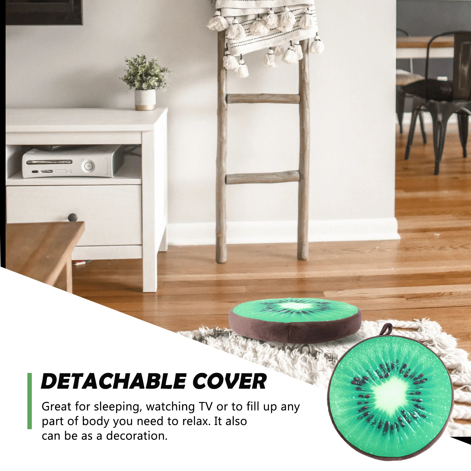 

3D Kiwi Fruit Seat Cushion Pillow Soft Polyester Fiber PP Cotton Detachable Cover Sofa Chair Cushion for Home Office Decoration