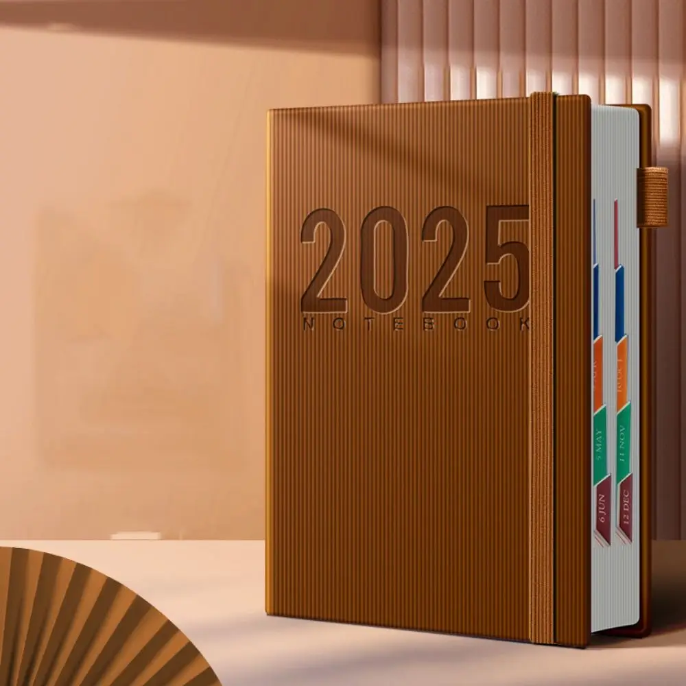 12 Months 2025 Schedule Planner Notepad Thicken Paper Time Management 365 Days Notepad Portable Textured PU a5 Diary Notepad