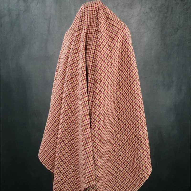 Soft drape red white orange and yellow woolen fabric for suit sets
