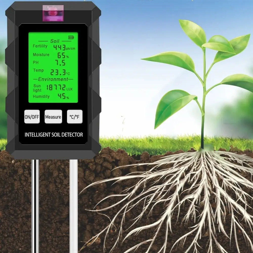 

6 in 1 6 in 1 Soil Meter Humidity Detection Sunlight Detection Soil Moisture Meter Land Analysis LCD Display