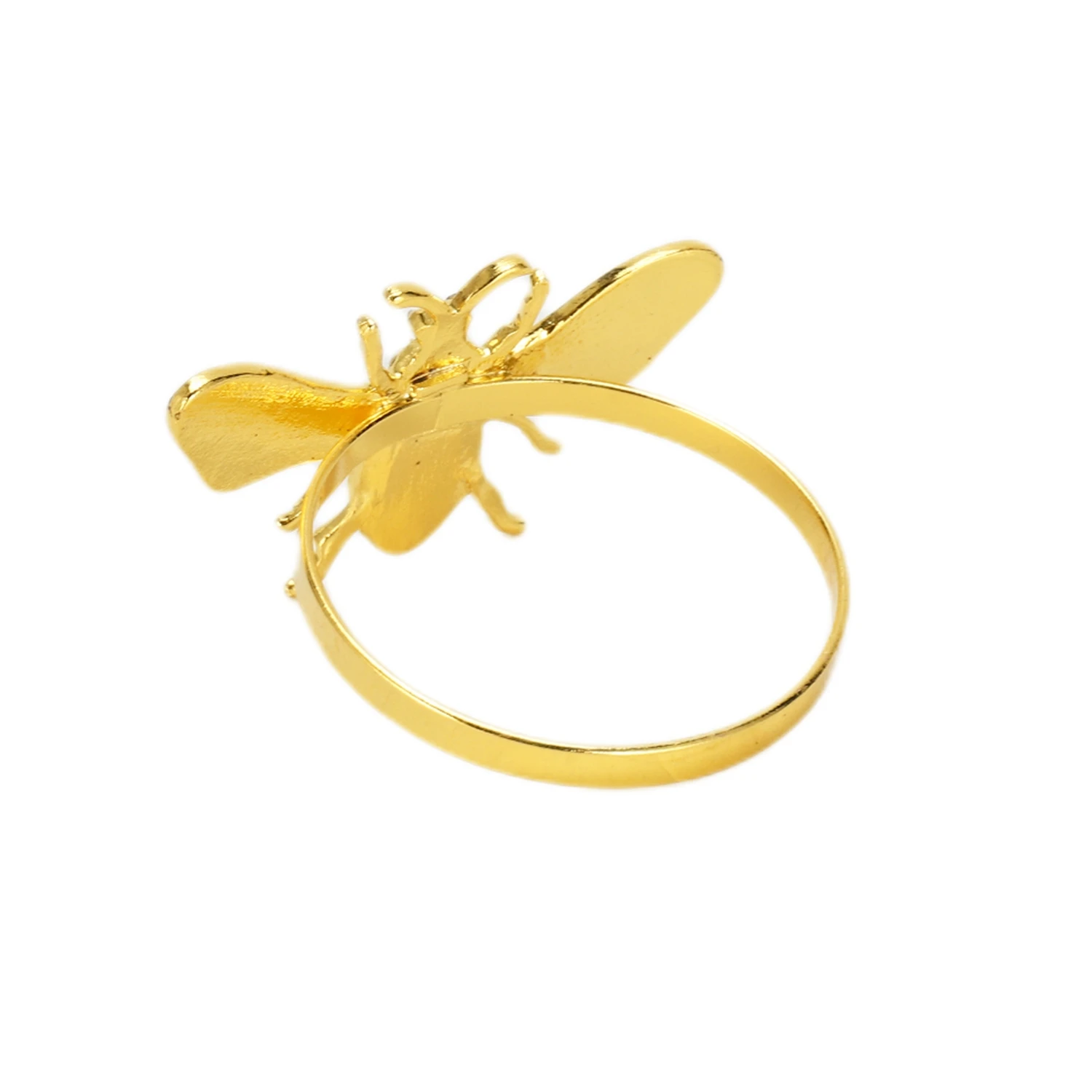 

A89X 6PCS Yellow Bee Design Metal Napkin Ring Towel Buckle Bee Napkin Holder Wedding Party Holiday Hotel Table Decoration