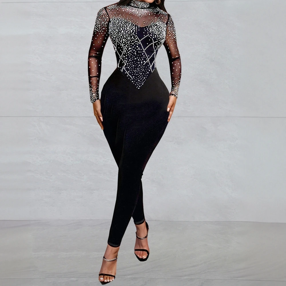 

Casual Round Neck Jumpsuit Decorative Elements Absent Fit Style Women's All-in-one Long Pants Fashionable Comfortable Clothing