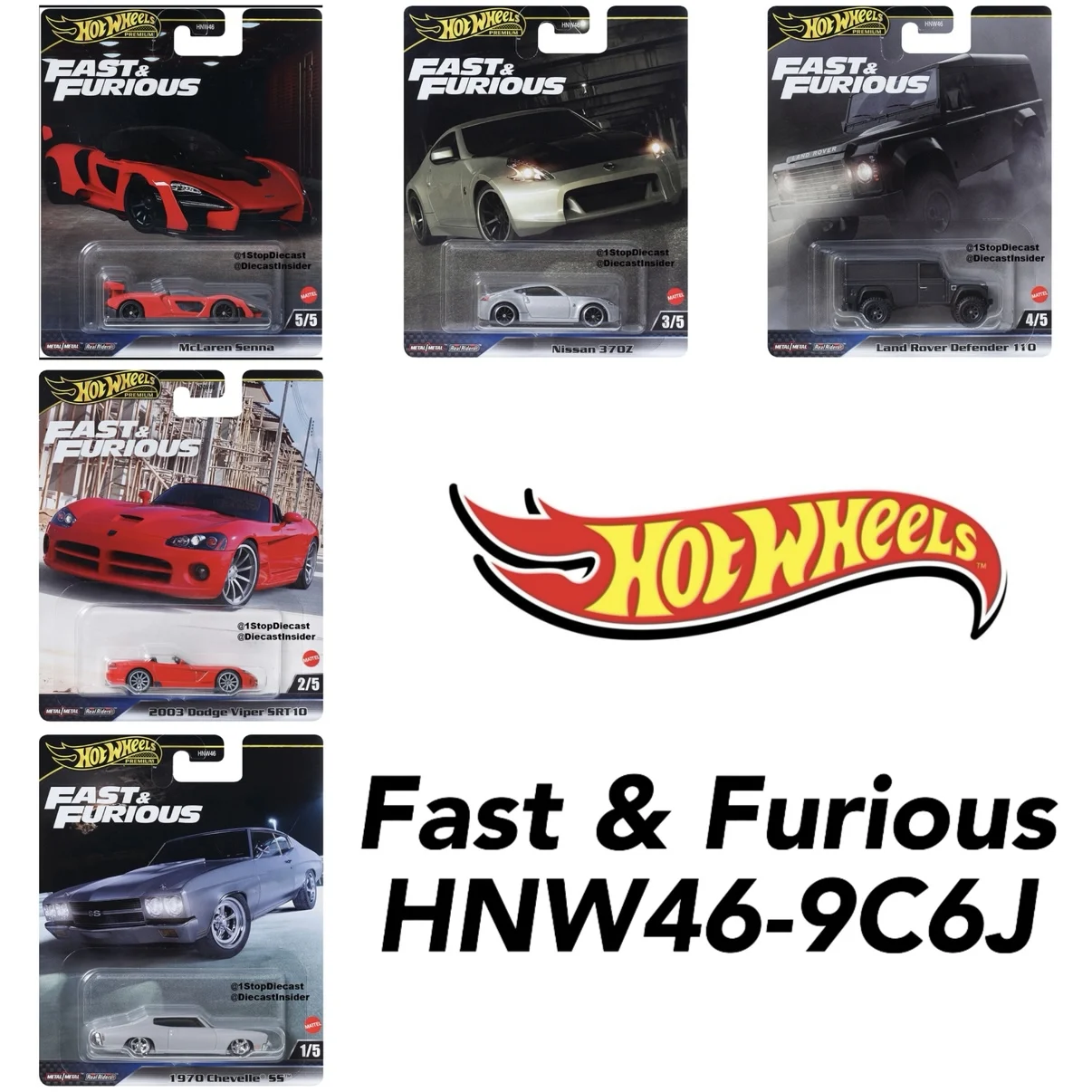 

Hot Wheels Fast & Furious Premium HNW46-9C6J 1/64 Литая модель автомобиля, игрушки
