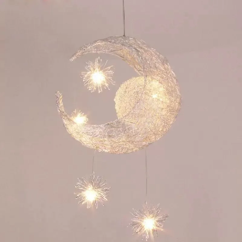 Everbright Store 2026 New Star Moon Balcony Bedroom Warm Lighting Bird's Nest Chandelier Simple Children's Room Lighting