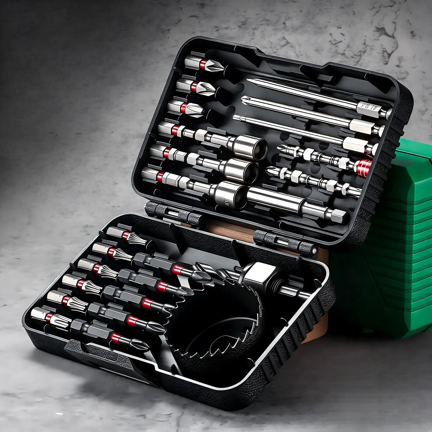 Schraubendreher-Bohrerset mit starkem Magnet, Sechskantschaft, gemischte Bits für Schlagschrauber, Elektrobohrer, Holz- und Metallreparaturen, mit Etui – Detail 5