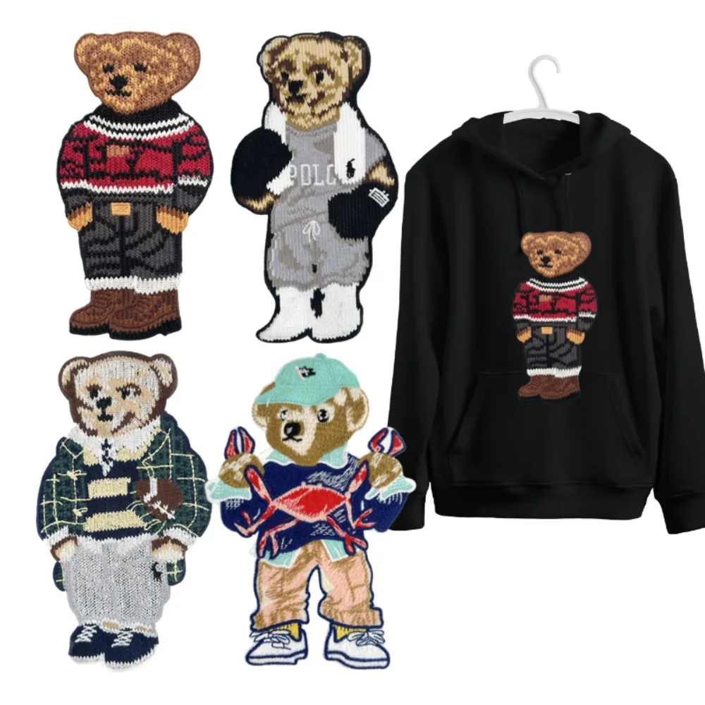 

Large Cotton Bear Embroidery Patch Hand Sewing Fabric Clothing Decorative Accessories Patches Sew-on Pattern Sticker Backpack