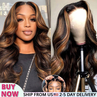 9x6 Wear and Go Glueless Wigs Human Hair Pre Plucked Pre Cut Lace 1B/30 Highlight Ombre Lace Front Wig Body Wave Human Hair Wigs