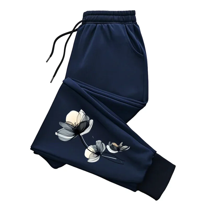 Flower Painting Sweatpants for Woman Home Outdoor Comfort Breathable Casual Trousers Ladies Yoga Fitness Versatile Jogger Pants
