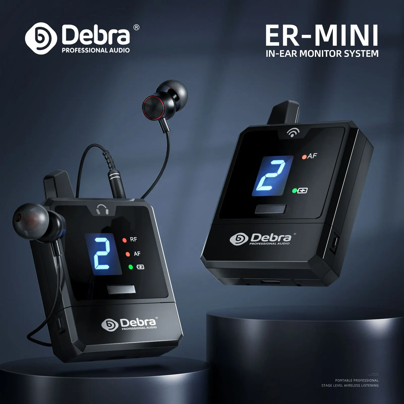 Debra New Protable UHF IEM Wireless In-Ear Monitor System Audio-Mini Rechargeable for Music Audio Monitoring Live Broadcast