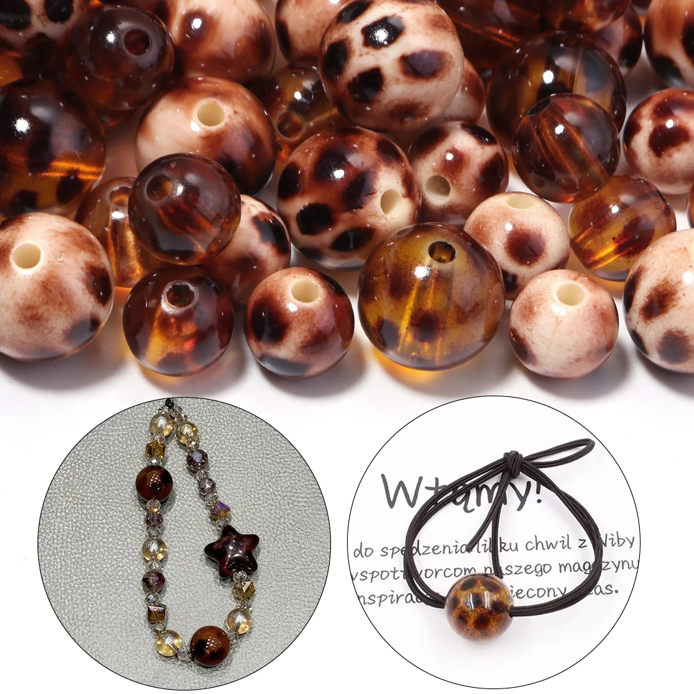 10/20pcs 12/16mm Round Acrylic Amber Beads Loose Spacer Beads for Bracelets Decoration Making DIY Handmade Accessories