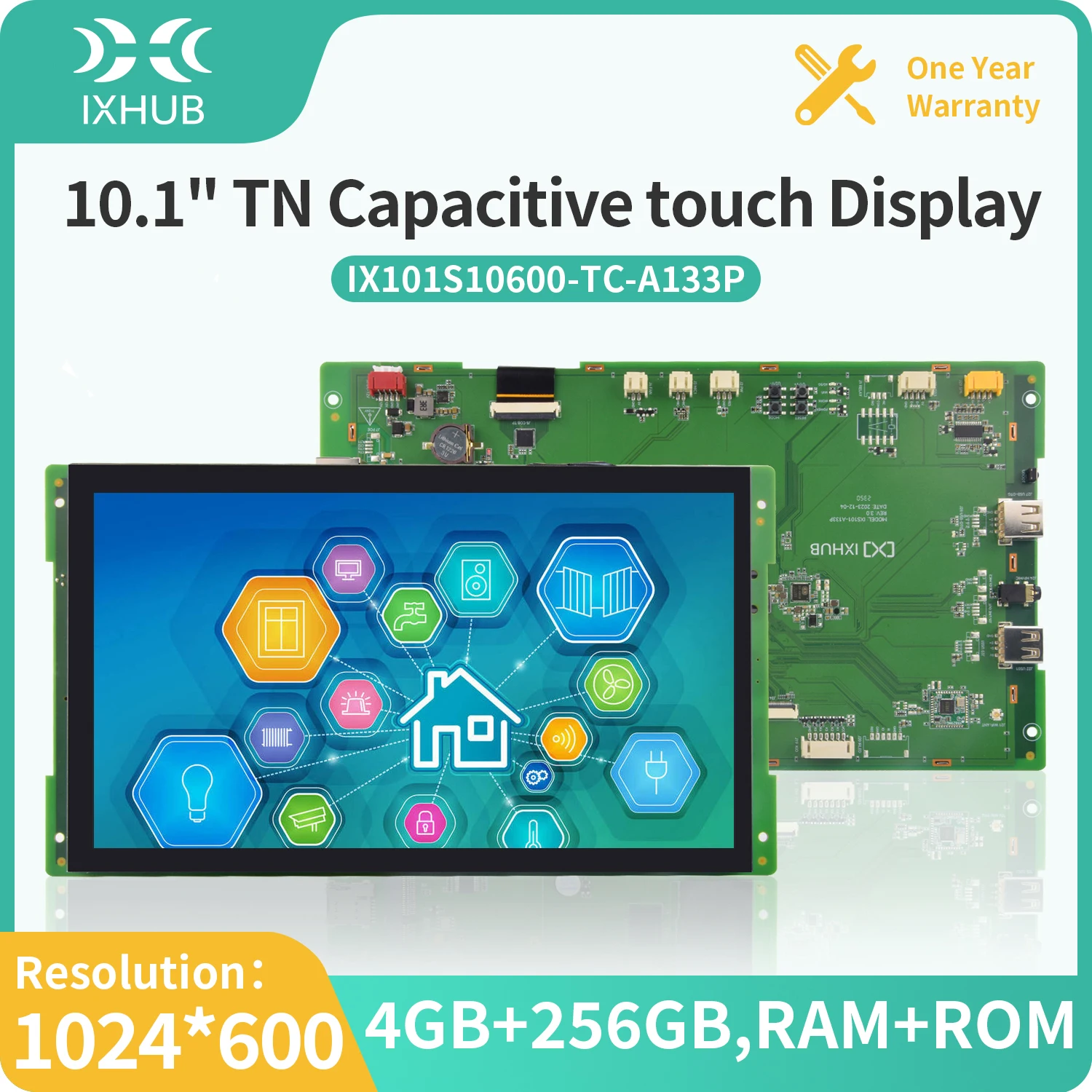 IXHUB 10.1 Inch HMI Integrated Panel 1024*600 Medical Intelligent TN Touch Capacitive Pane Screen All in one Machine Automation