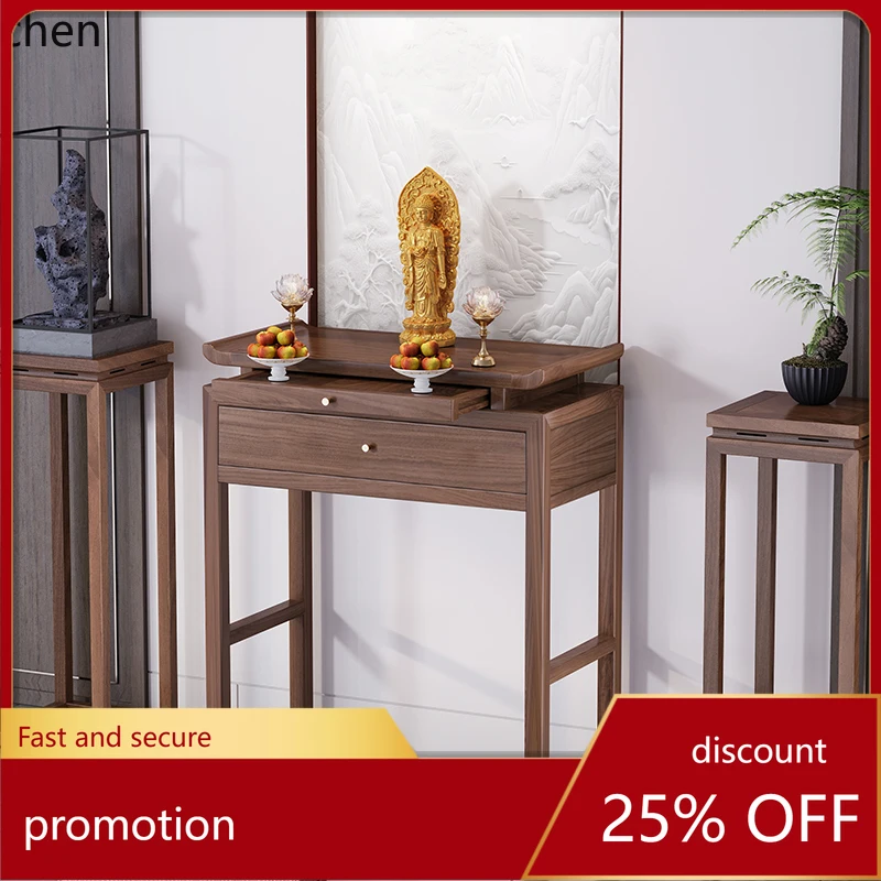 

HT Solid Wood Altar Incense Table Home Use Buddha Shrine God God of Wealth Buddha Hall Guan Gong Buddha Cabinet Offering Table