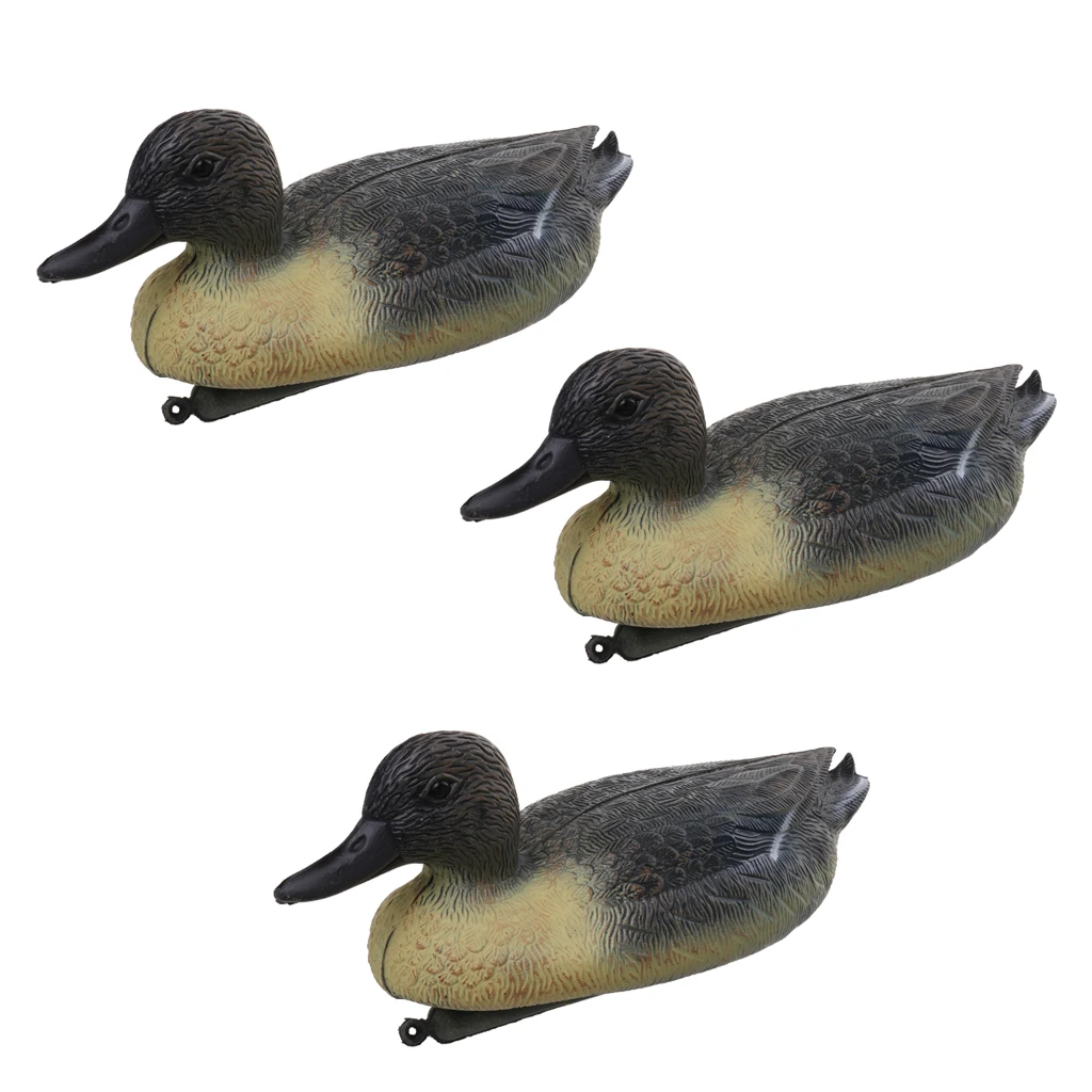 3 Pieces Hunting Plastic Duck Decoy Drake Mallard Duck with Floating Keel for Garden Decor,