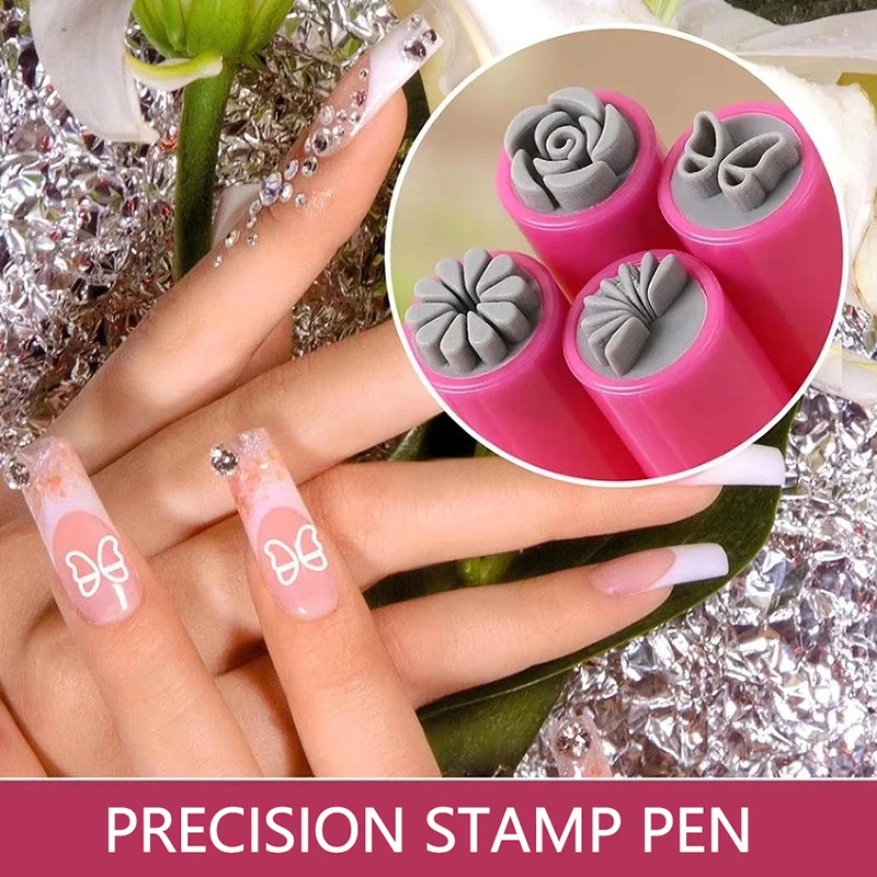 6/10Pcs Nail Art Stamp Pen Set New Nails Art Stamping Tool With Different Patterns DIY Fingertip Printing Accessories For Girls