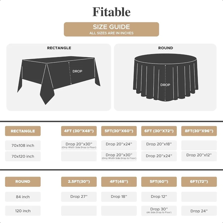 8er-Pack Tischdecken-Rec-Tisch: schmutzabweisende und knitterfreie Tischdecken, rechteckige, waschbare Polyester-Tischdecken für Hochzeiten