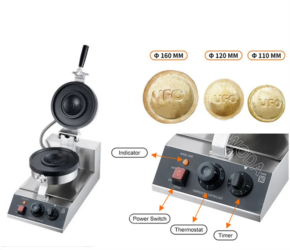Logo 110 120 160 mm Ice Cream Gelato UFO Burger Maker Machine Non Stick Coating Round Sandwich Machine