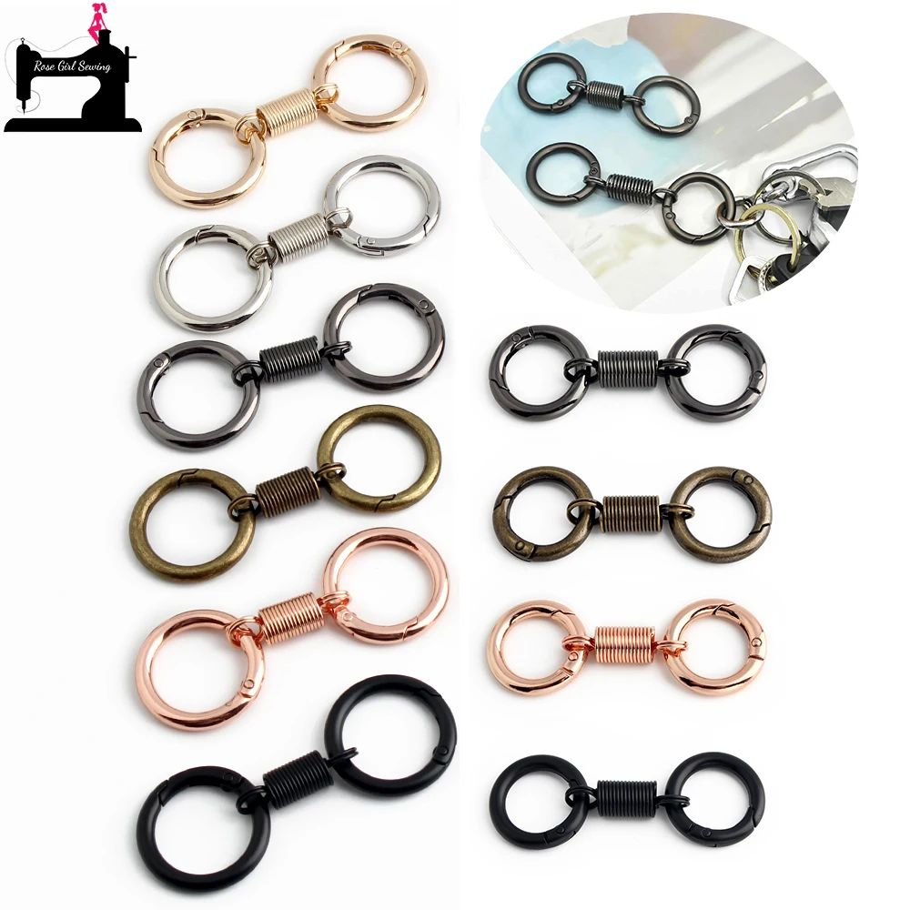 

3/8/15PCS 19mm 25mm Detachable Spring Gate Double O Ring Key Ring Buckle Holder For Dog Chain Bag Charm Pendant Gift Accessories