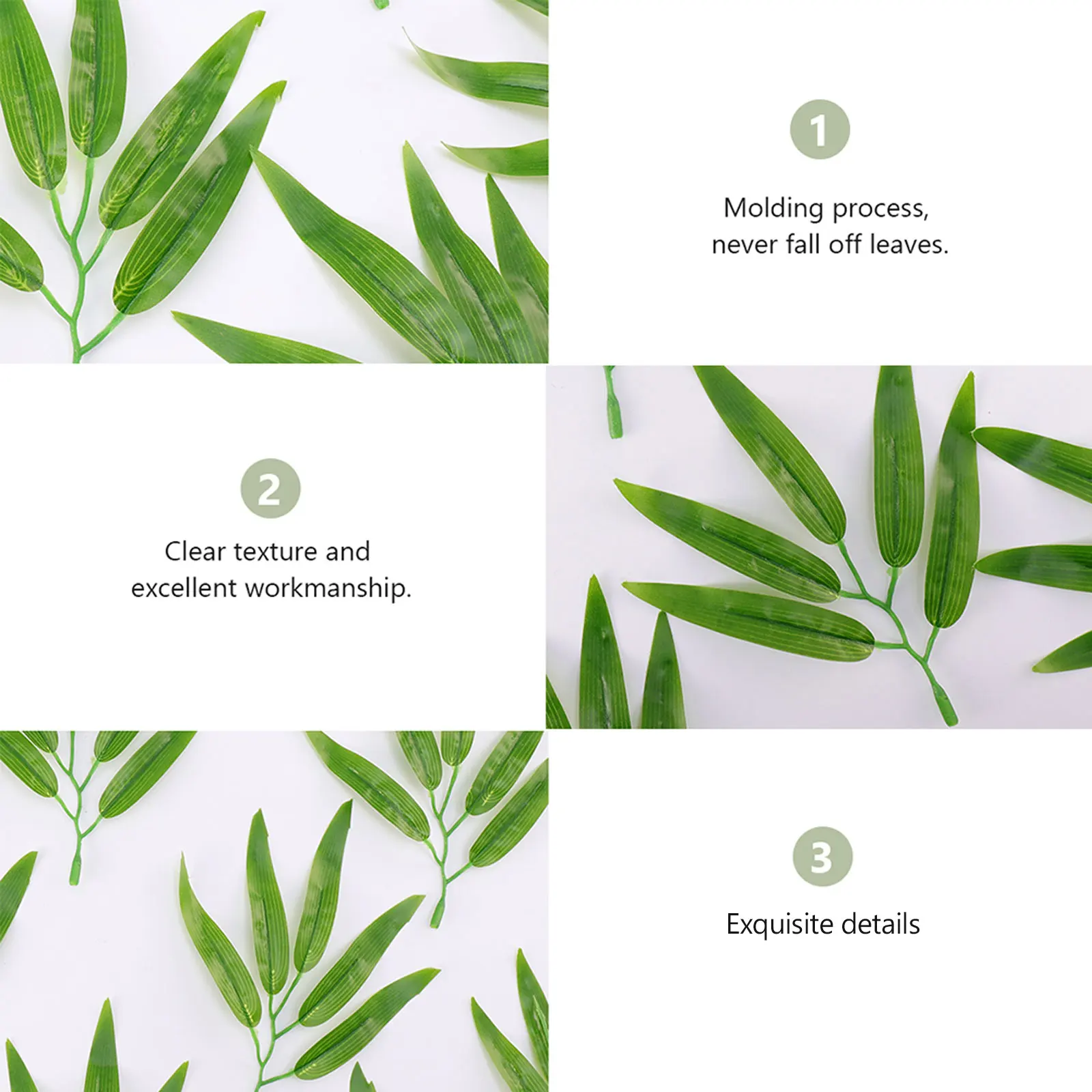

100 Pcs Simulated Bamboo Leaves Fake Green Decorative Plants for Home Office Party Plastic Leaf Adornments Household