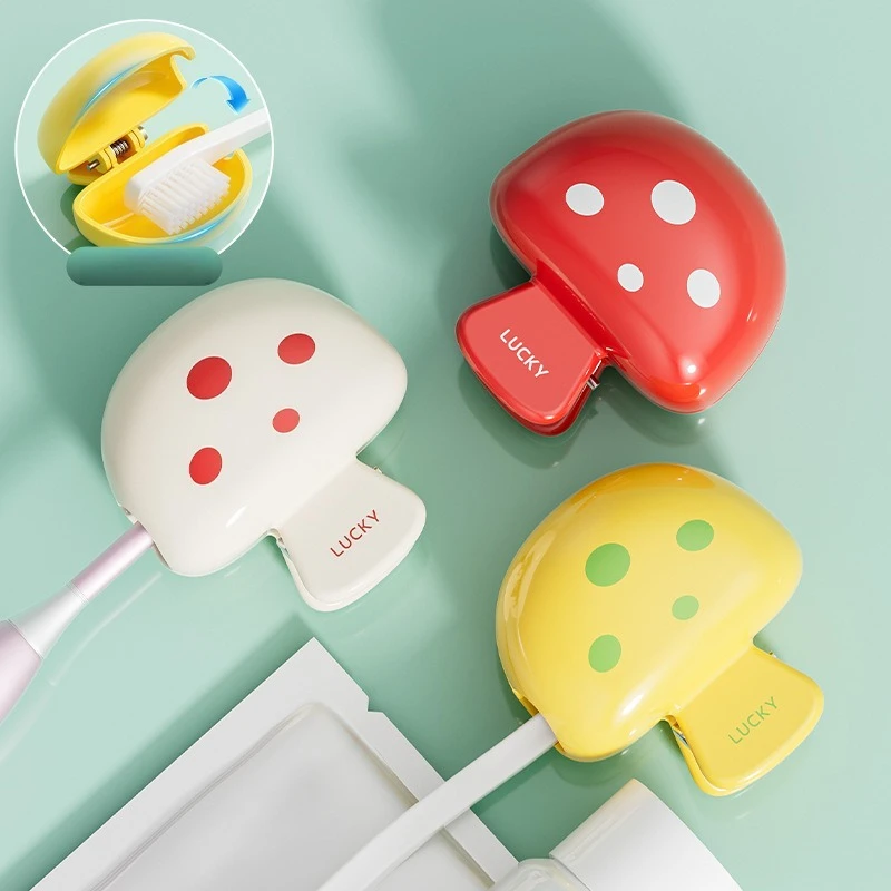 Cute Travel Toothbrush Head Covers Toothbrush Protector Cap Brush Pod Case Protective Portable Plastic Clip for Household Travel