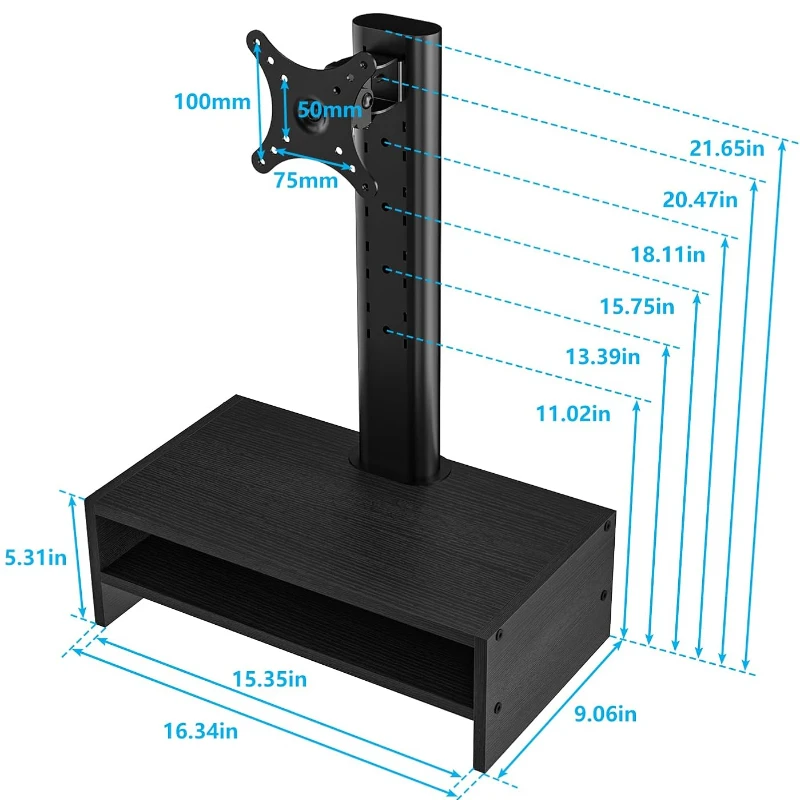 Monitor Stand,2 Tiers Freestanding Monitor Mount with Storage Organizer for 13-32 inch Screens with 360° Rotation Monitor