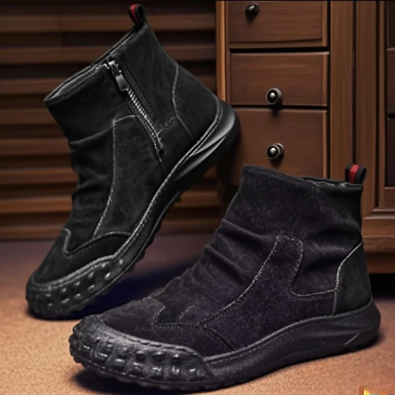 

Outdoor Men Boots No-slip Winter Work Boots Fashion High Top Man Climbing Hiking Shoes Suede Comfortable Sneakers Zapatos Hombre