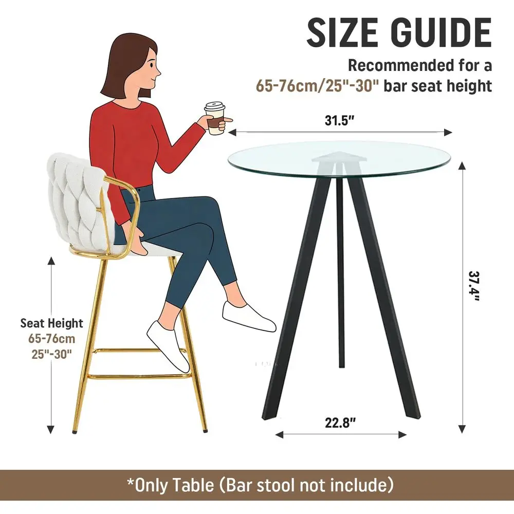 

Pack Round Bar Table, 37.4 High Pub Table, 31 Small Cocktail Tables with Metal Base amp Glass Top, for Small Spaces, Bistro Pub
