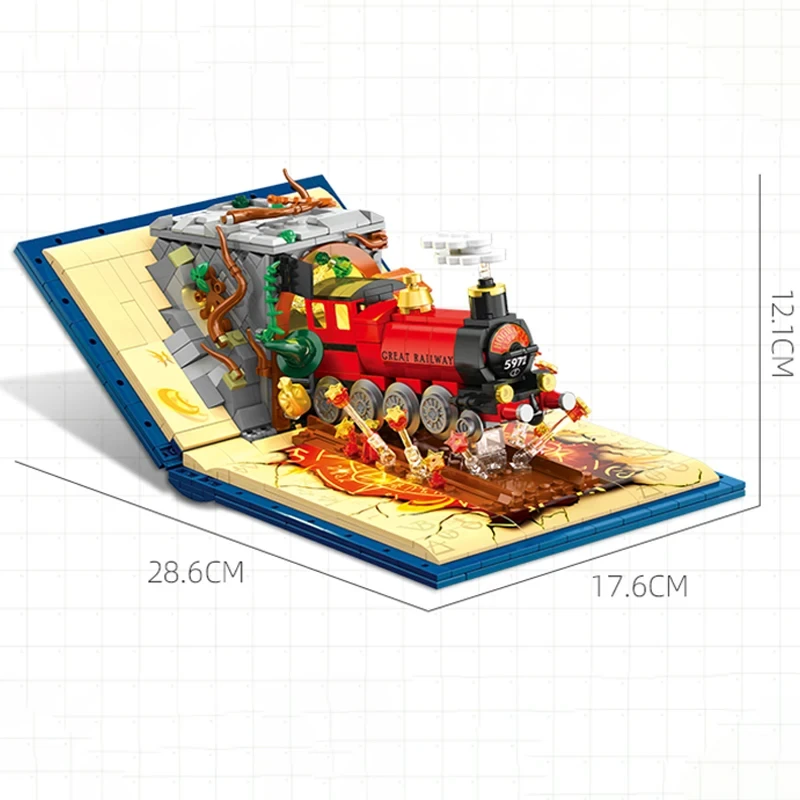 Treno mágico blocos de construção clássico 889 pçs filme trem cena moc modelo tijolos conjunto decoração desktop crianças brinquedos diy presente aniversário