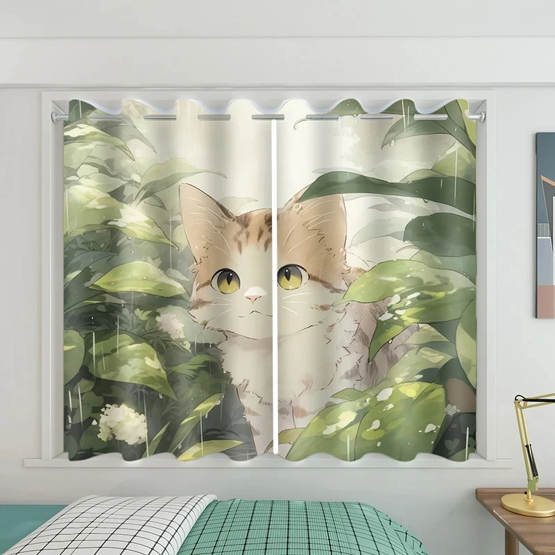 Bedroom Curtain High Blackout Window Cute Kitten Home Living Bedroom Room Thick Shading Drape Cute Pattern Clackout Hot Selling