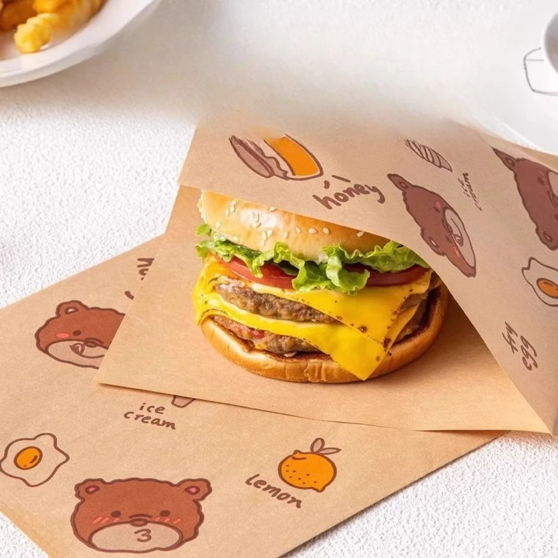 Self-sealing Microwave-heated Oil-proof Paper Bag for Hamburgers