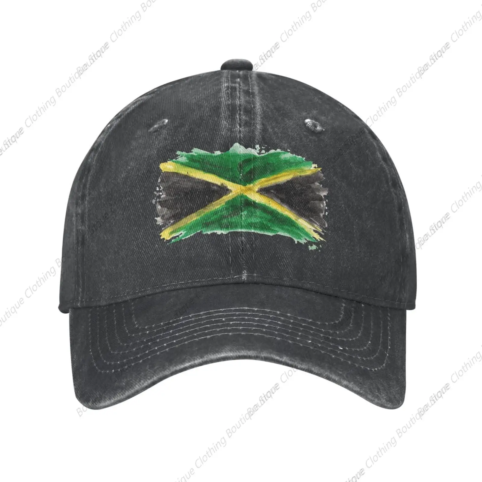 

Flag Watercolor Black Vintage Embossed Adjustable Washed Denim Cotton Low Profile Mens Dad Trucker Hat