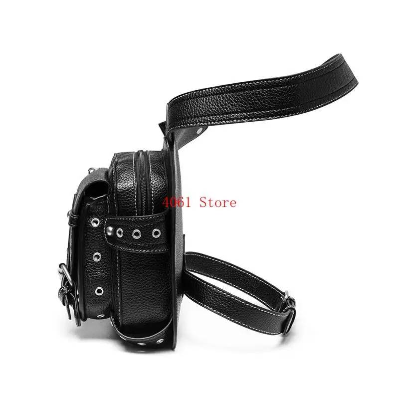 

Steampunk Waist Bag Gothic Retro Motorcycle Leather Bags Crossbody Shoulder Pack