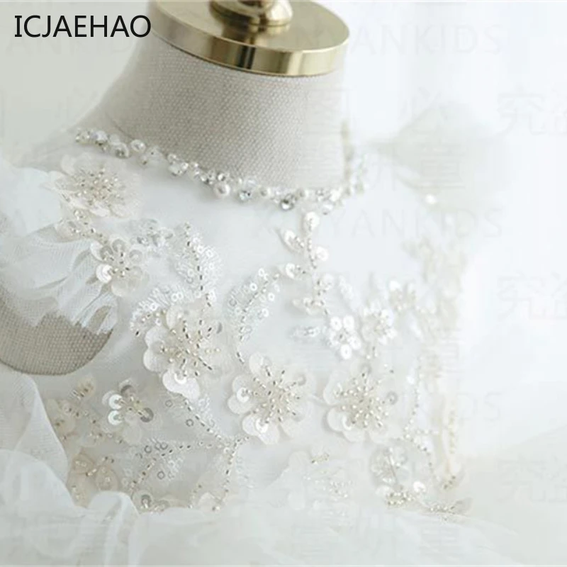 ICJAEHAO Newborn Baby Infant Girl 1st Year Birthday Dress Matching Toddler Flower Wedding Baptism Elegant Princess Gown Clothes