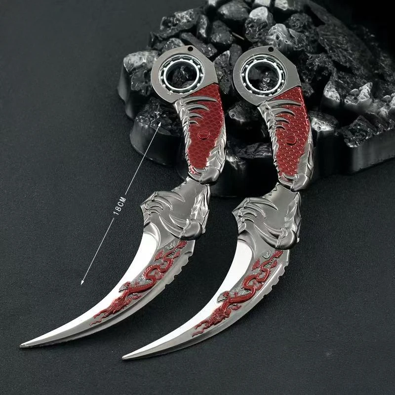 JX TOY 18cm Dragon Slaying Thorn Karambit Rotatable Knife Metal Model Game Peripherals Dragon Katana Toy Sword Boys Collection