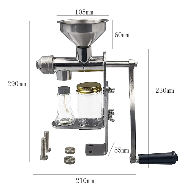 Manual Oil Press Machine 304 Stainless Steel DIY Seed Nut Peanut Oil Expeller Extractor Household Kitchen Oil Extractor