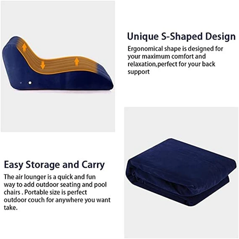 Portable S-shaped Love Position Labor-saving Sitting Inflatable Sofa Bed Yoga Chaise Lounge For Garden Bedroom Folding Furniture