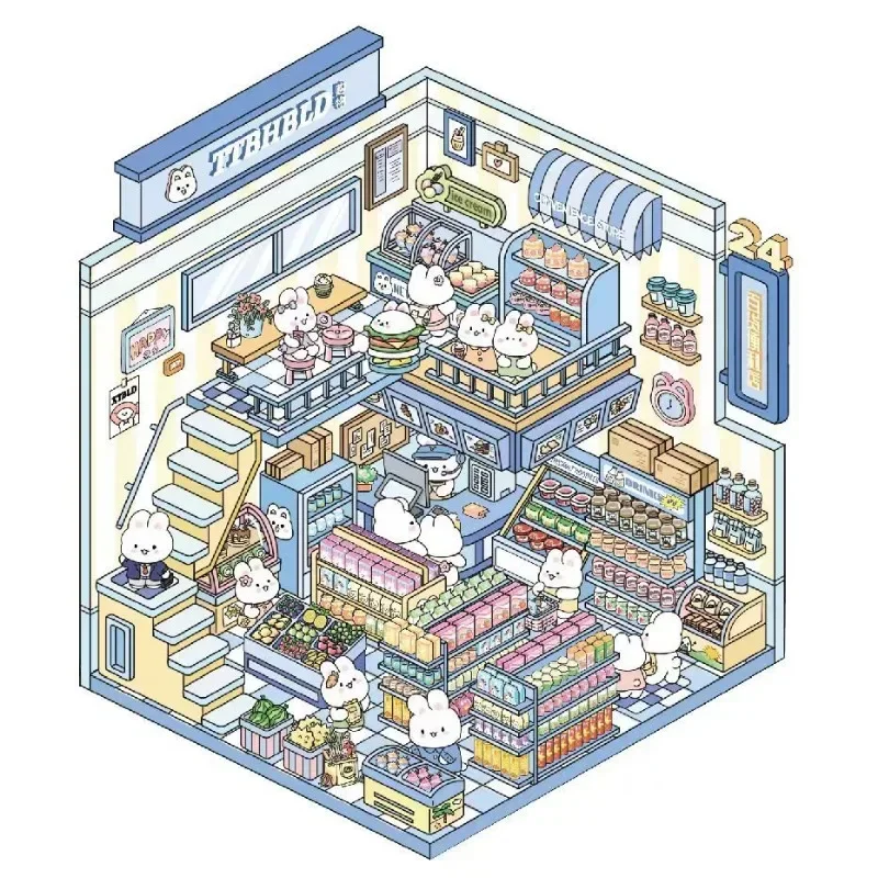 3 Dimensional Cartoon Animal Landscape Korean Stickers Miniature Scene PET  Decompression Management Store Play House Game