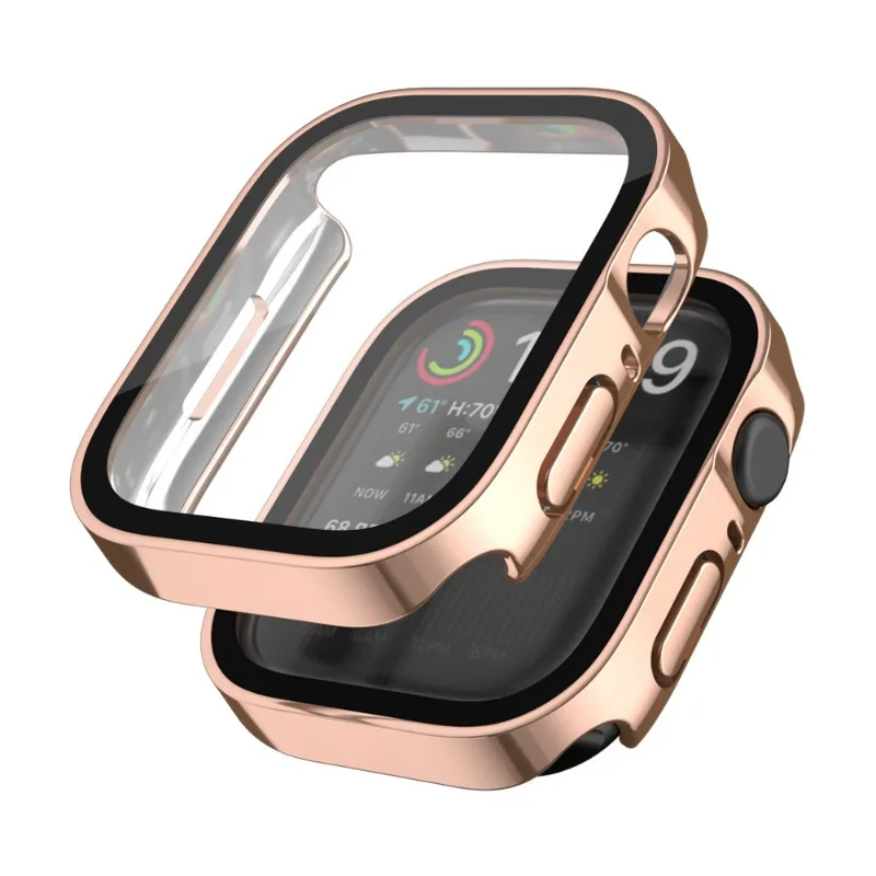 Wodoodporna obudowa zegarka szkło hartowane do Apple Watch Serie 8 7 pokrywa 40mm 44mm 41mm 45mm ochraniacz krawędź IWatch 6 SE 5 4