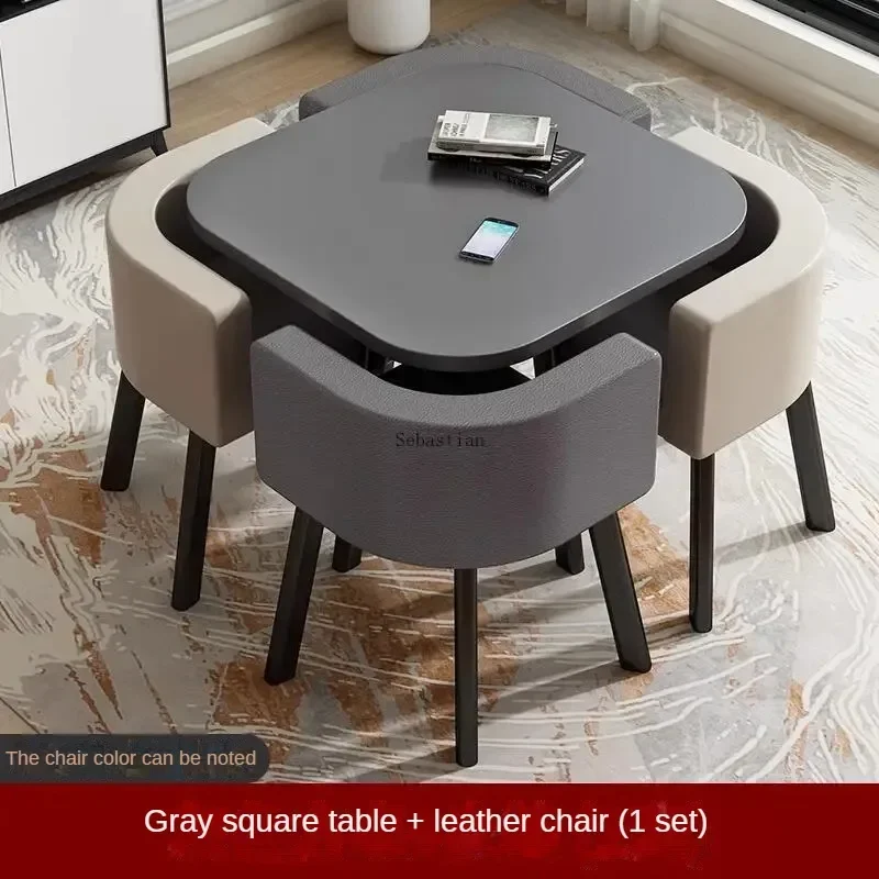 Simple Reception Table and Chair Combination 4 People Leisure Negotiation Small Round Table Office Table Nordic