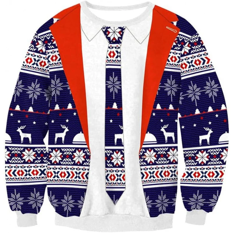 

Men's Ugly Christmas Fun Pattern Long Sleeve Neutral Simple Blue Sports Top