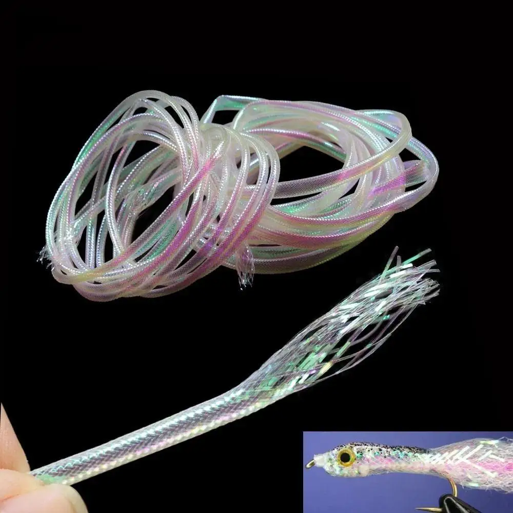 Fly Tying Midge Ribbing Nymph Streamer Body Material UV Pearl Flasher String Minnow Multicolor Tinsel Mylar Mesh Tube Braid Tube