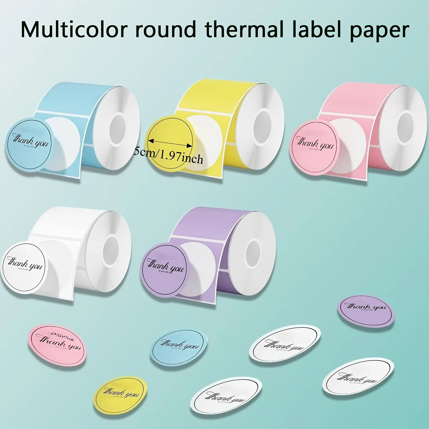 Thermal Round Label Paper, Multicolor, 1.96 Inches X 1.96 Inches (50X50 Mm), Available in Five Colors Pink, Blue, Khaki
