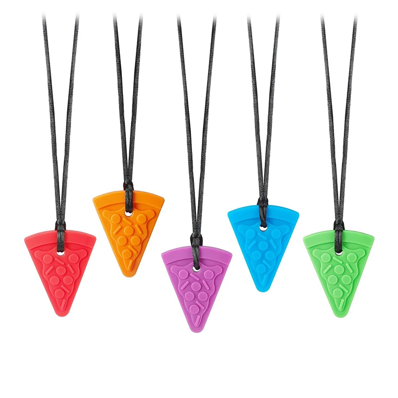 Baby Teether Pizza Ice Cream Shape Sensory Chew Necklace Silicone Teeth Glue For Teething Autism Biting Chewing Baby Care