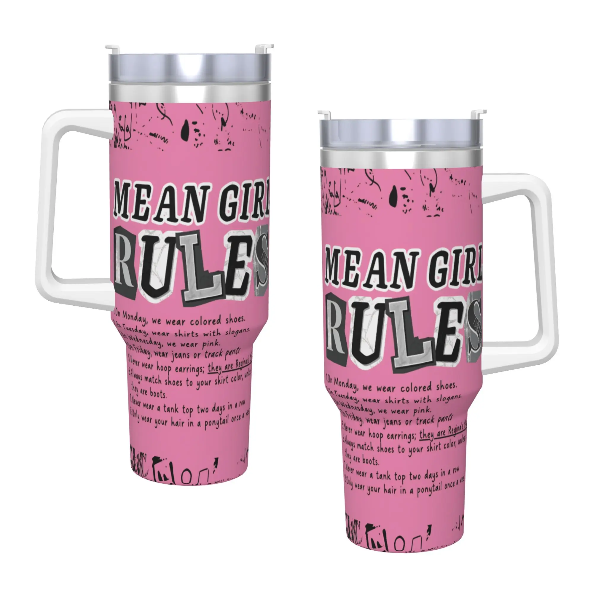 M-Mean Girls B-Burn Book Stainless Steel Tumbler  Travel Thermal Cups With Straws and Lid Large Mugs Cup Hot Drinks Water Bottle
